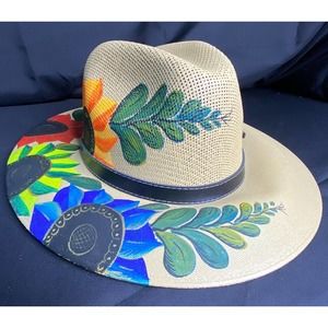 9458 - Hand Painted One-Of-A-Kind Hat - Painted and Made In Mexico